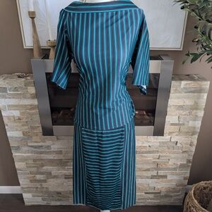 2-Piece Striped Off-Shoulder Midi Dress